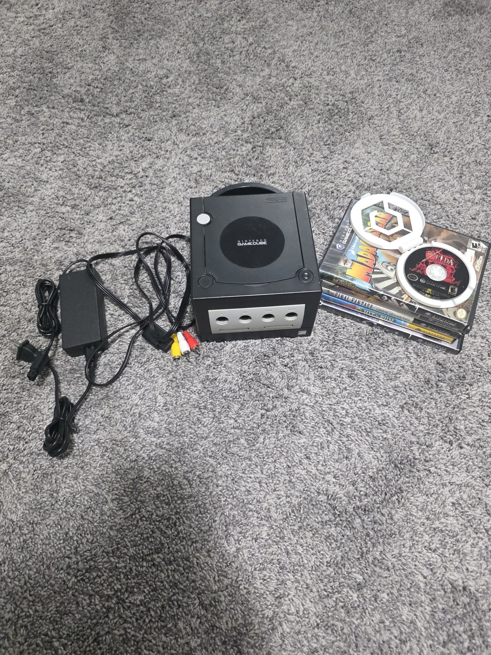 Nintendo GameCube Black Console with Cables and Discs